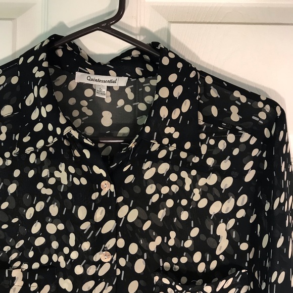 Quintessential black and cream sheer button down. - Picture 4 of 8